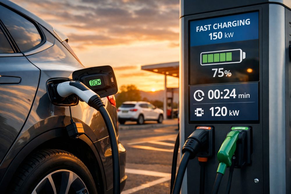 مدة شحن السيارة الكهربائية حسب البطارية والشاحن